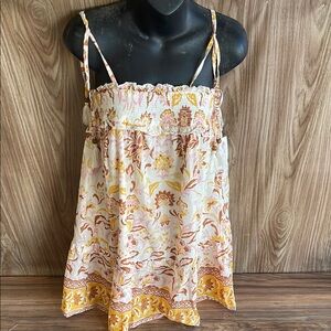 NWT JESSICA SIMPSON Swiss Dot Boho Tassel Smocked Mini Dress M